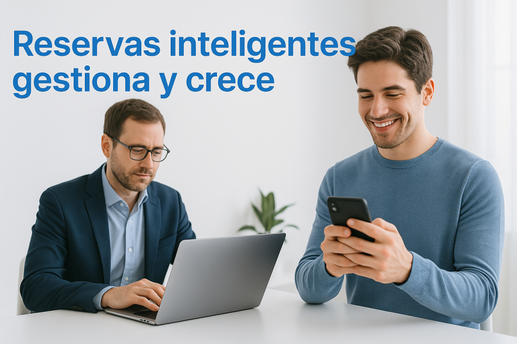 Profesional gestionando agenda digital inteligente desde su ordenador y móvil