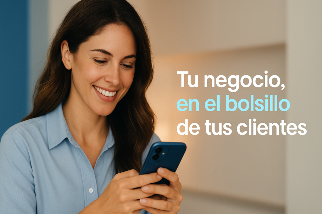 Cliente reservando cita desde su móvil con una app moderna y sencilla.